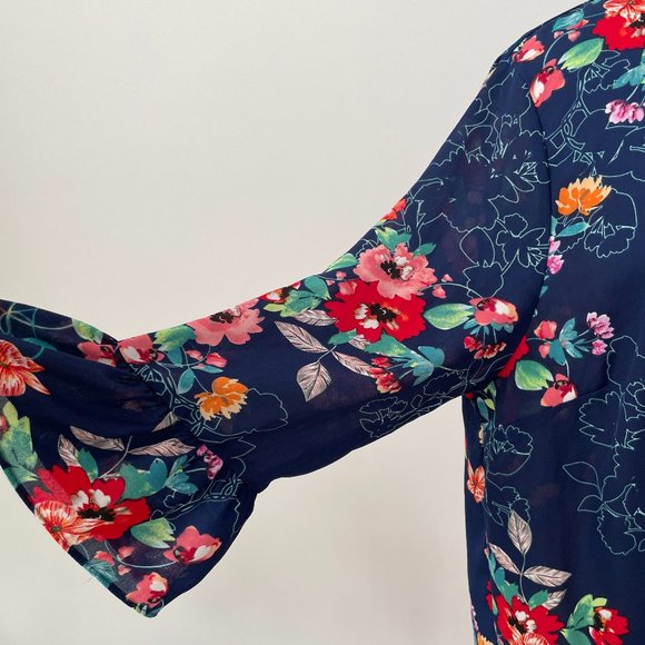 Floral Blouse With Bell Sleeves - Picture 6 of 9